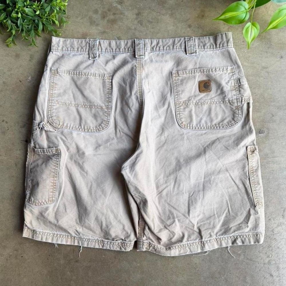 Vintage 90s Carhartt faded cream cargo distressed shorts